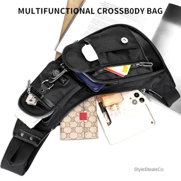 Lightweight Sling Bag with Adjustable Strap, Durable Water  Lightweight Travel Sling Bag with 7 Pockets Adjustable Strap Water-Resistant